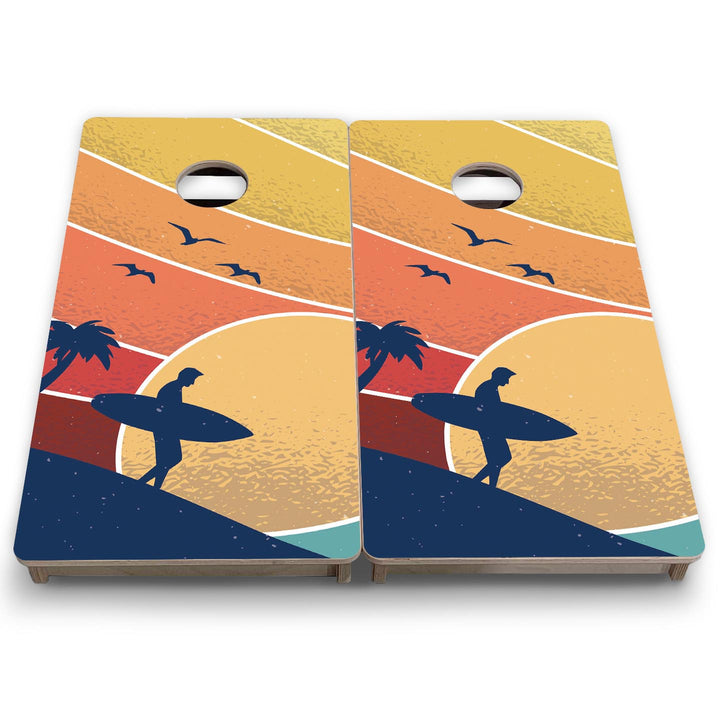 Retro Beach Surf - Mini or Vacation Size Cornhole Boards