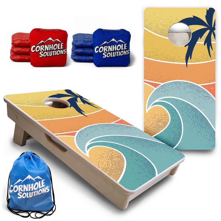 Retro Beach Wave - Mini or Vacation Size Cornhole Boards