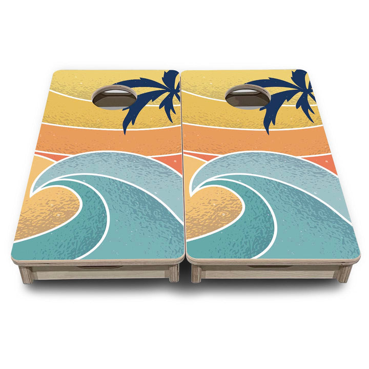 Retro Beach Wave - Mini or Vacation Size Cornhole Boards