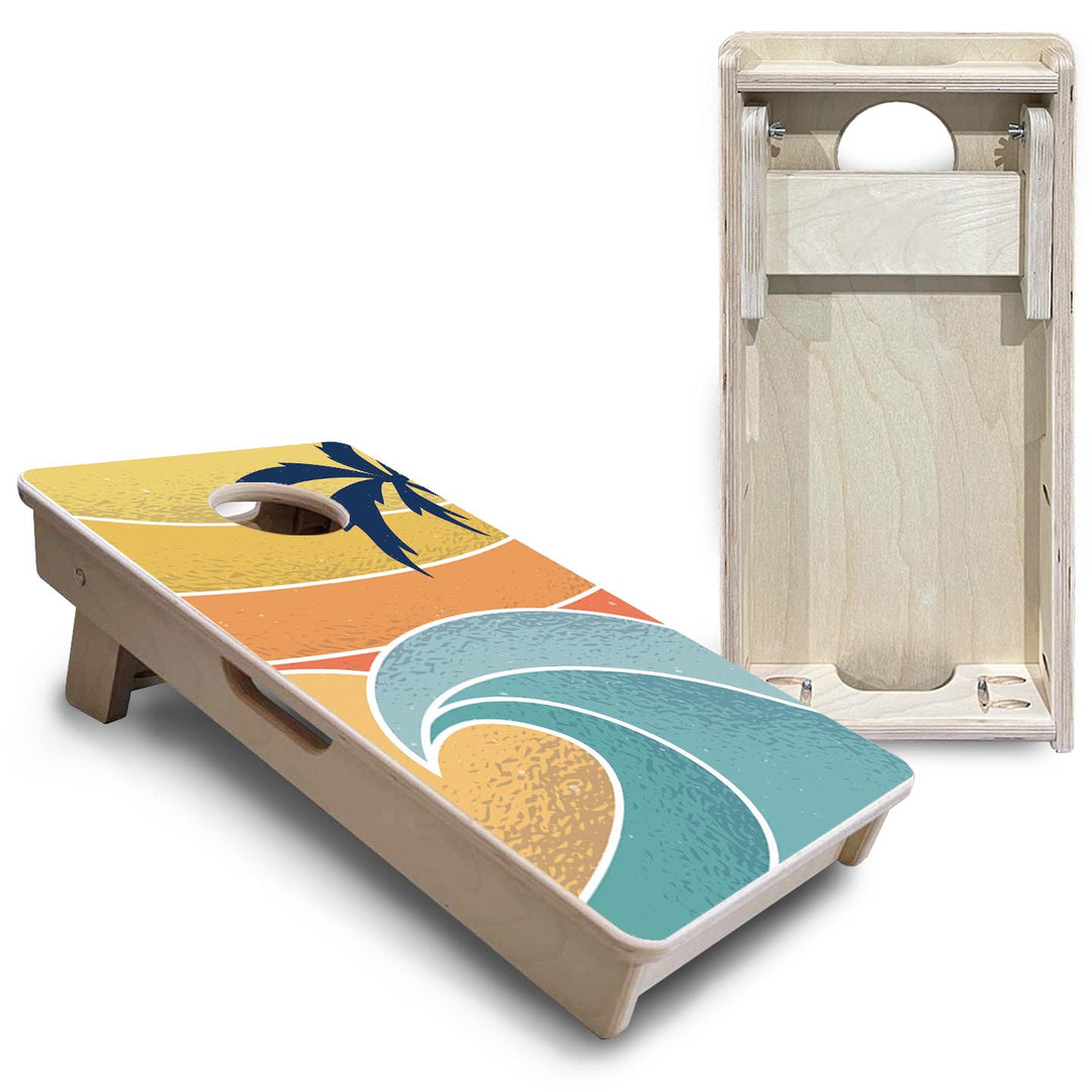 Retro Beach Wave - Mini or Vacation Size Cornhole Boards