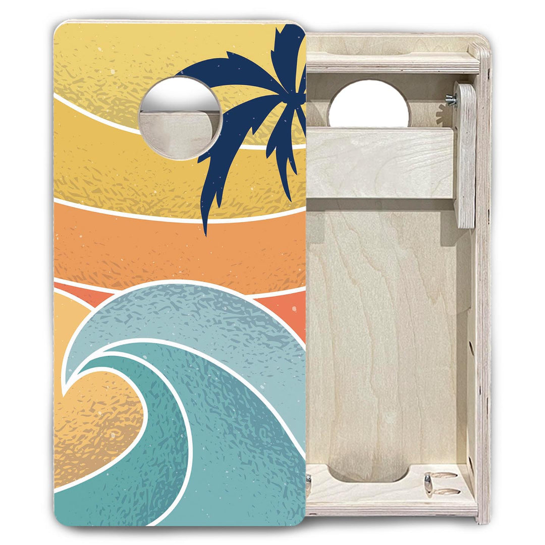 Retro Beach Wave - Mini or Vacation Size Cornhole Boards