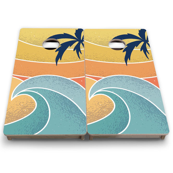 Retro Beach Wave - Mini or Vacation Size Cornhole Boards