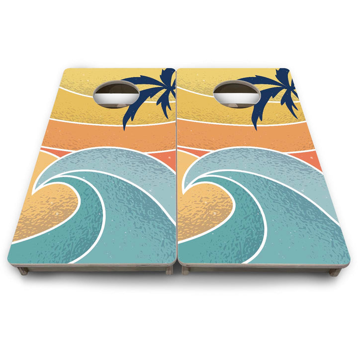 Retro Beach Wave - Mini or Vacation Size Cornhole Boards