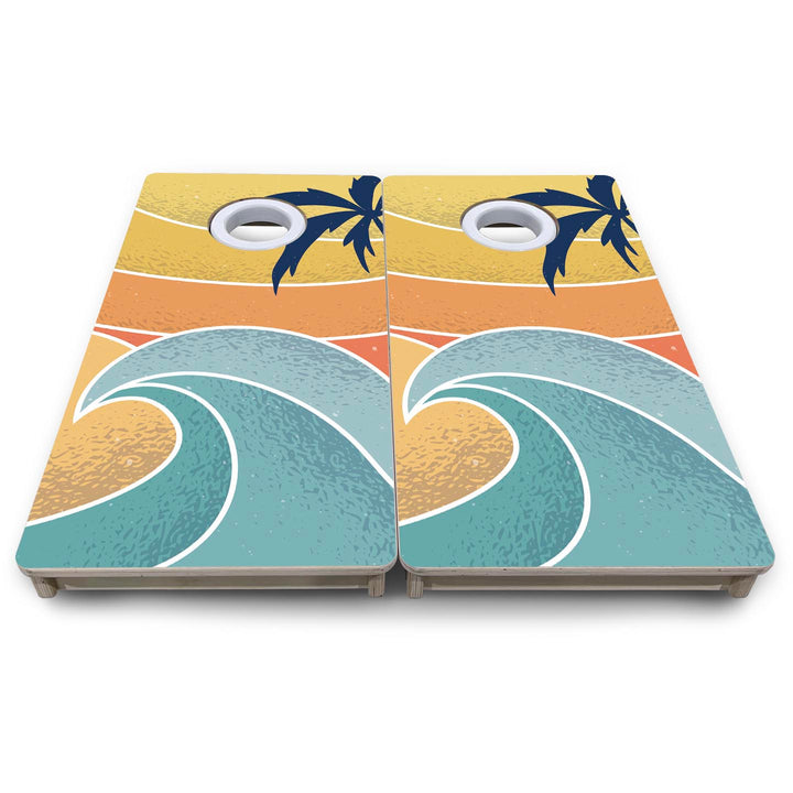 Retro Beach Wave - Mini or Vacation Size Cornhole Boards