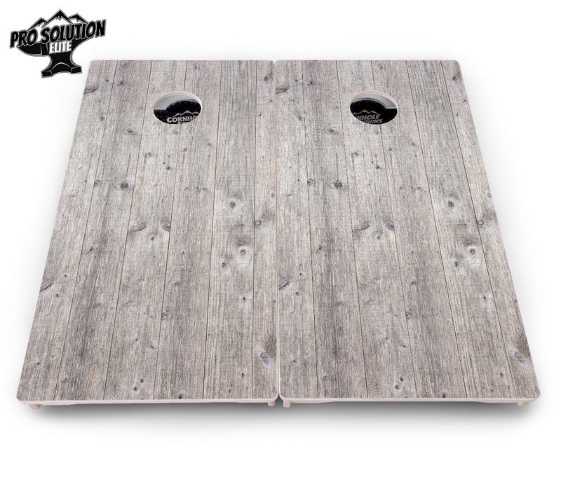 Pro Solution Elite - Driftwood Grey Stained - Professional Tournament Cornhole Boards 3/4" Baltic Birch - Zero Bounce Zero Movement Vertical Interlocking Braces for Extra Weight & Stability +Double Thick Legs +Airmail Blocker