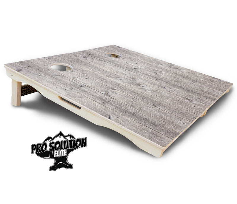 Pro Solution Elite - Driftwood Grey Stained - Professional Tournament Cornhole Boards 3/4" Baltic Birch - Zero Bounce Zero Movement Vertical Interlocking Braces for Extra Weight & Stability +Double Thick Legs +Airmail Blocker