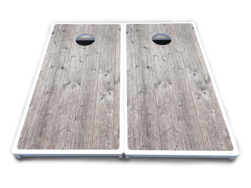 Waterproof - Driftwood Grey Stained - All Weather Boards "Outdoor Solution" 18mm(3/4")Direct UV Printed - Regulation 2' by 4' Cornhole Boards (Set of 2 Boards) Double Thick Legs, with Leg Brace & Dual Support Braces!