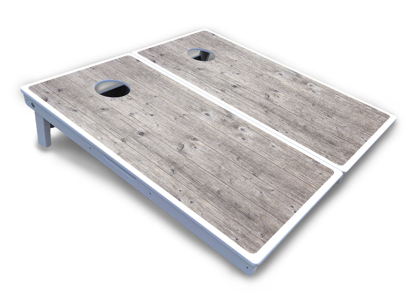 Waterproof - Driftwood Grey Stained - All Weather Boards "Outdoor Solution" 18mm(3/4")Direct UV Printed - Regulation 2' by 4' Cornhole Boards (Set of 2 Boards) Double Thick Legs, with Leg Brace & Dual Support Braces!