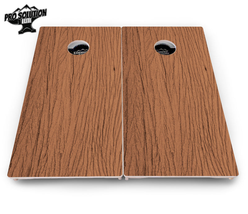 Pro Solution Elite - Brown Wood - Professional Tournament Cornhole Boards 3/4" Baltic Birch - Zero Bounce Zero Movement Vertical Interlocking Braces for Extra Weight & Stability +Double Thick Legs +Airmail Blocker