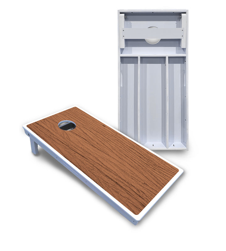Brown Wood Cornhole Boards - All Weather Series