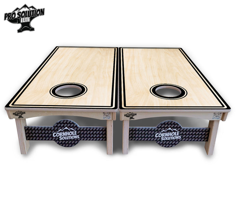 Pro Solution Elite - Pinstripe Design Options - Professional Tournament Cornhole Boards 3/4" Baltic Birch - Zero Bounce Zero Movement Vertical Interlocking Braces for Extra Weight & Stability +Double Thick Legs +Airmail Blocker