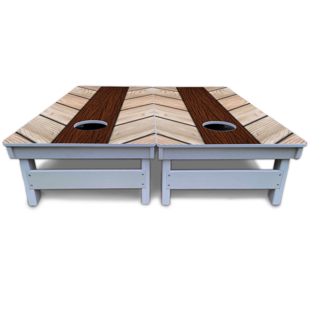 Cream Planks Cornhole Boards - All Weather Series