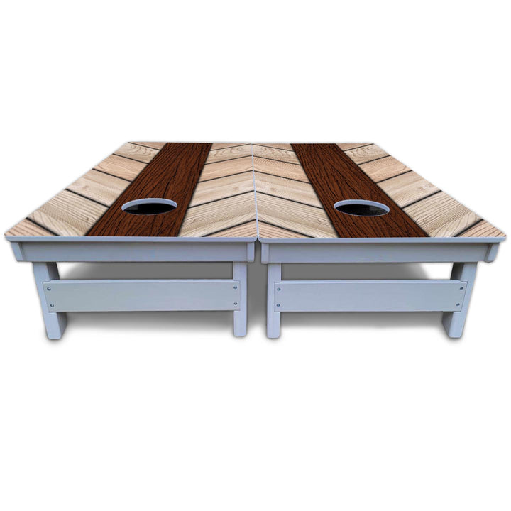 Cream Planks Cornhole Boards - All Weather Series