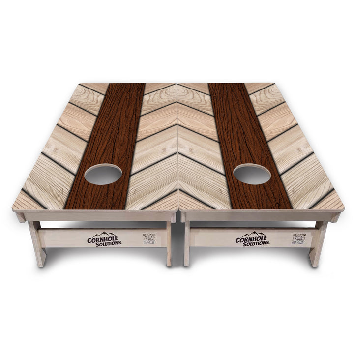 Woodgrain Plank Collection Cornhole Boards – Tournament Series