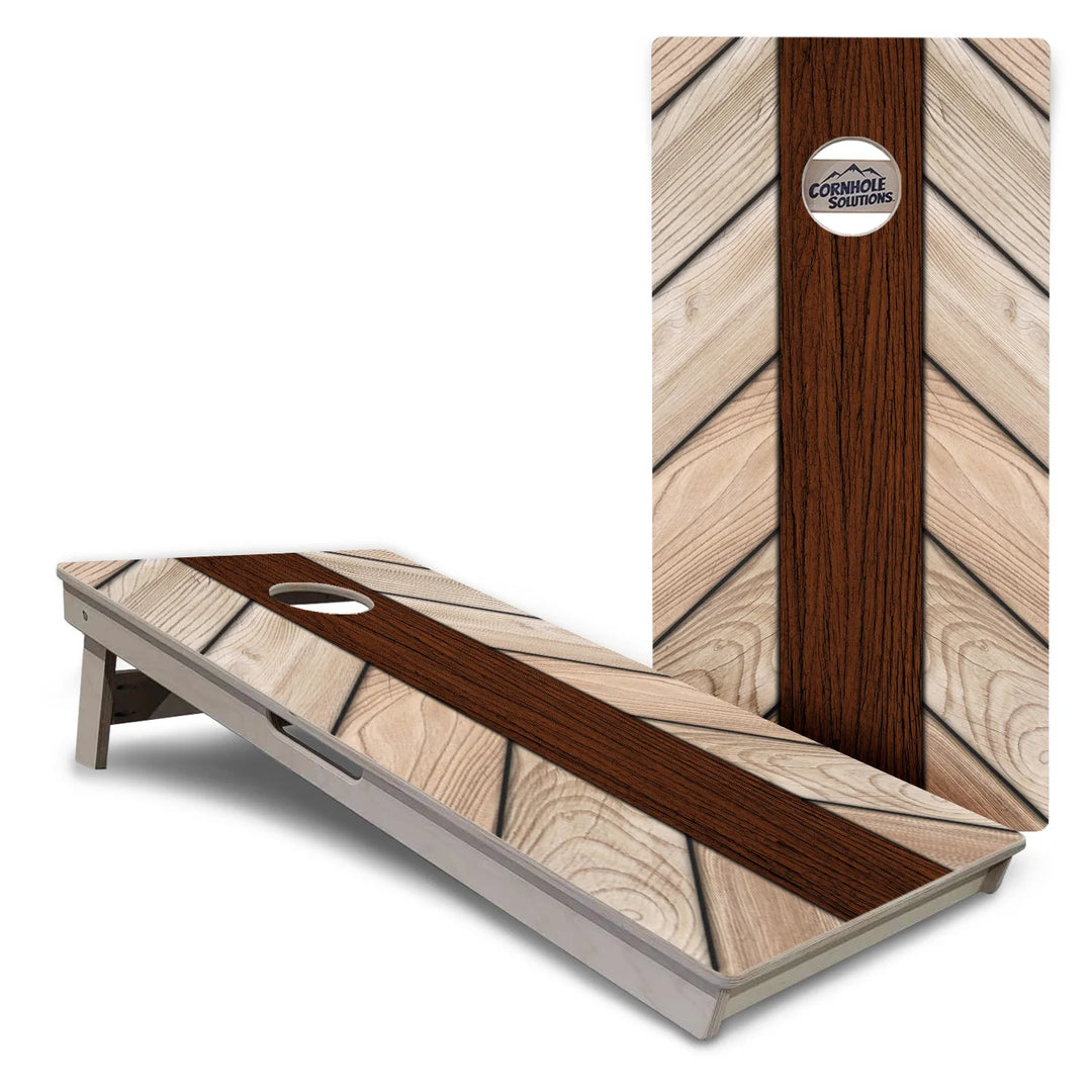 Woodgrain Plank Collection Cornhole Boards – Tournament Series
