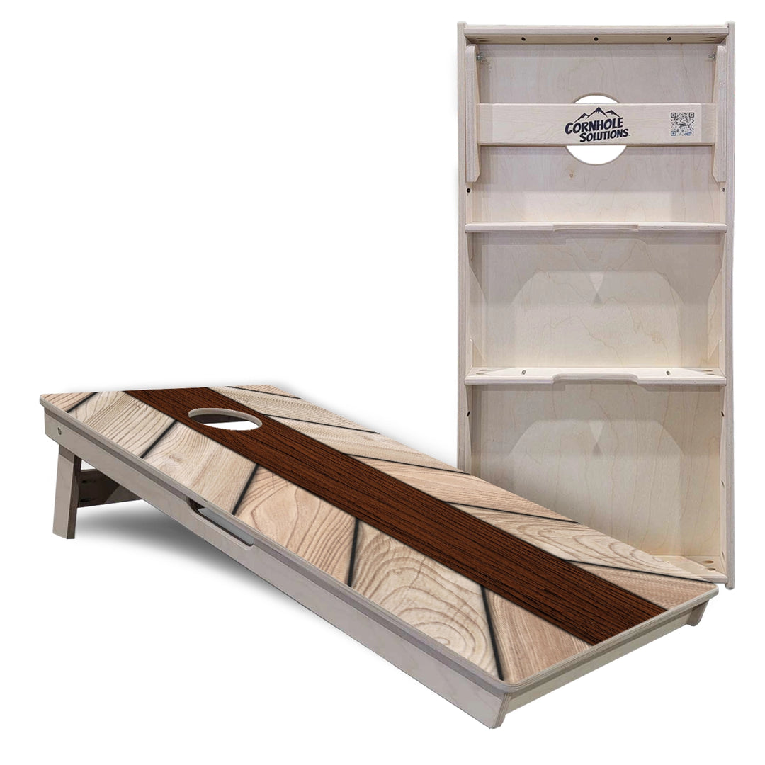 Woodgrain Plank Collection Cornhole Boards – Tournament Series