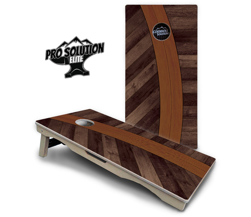 Pro Solution Elite - Curved Herringbone Design - Professional Tournament Cornhole Boards 3/4" Baltic Birch - Zero Bounce Zero Movement Vertical Interlocking Braces for Extra Weight & Stability +Double Thick Legs +Airmail Blocker