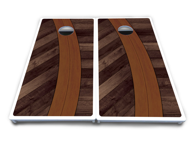 Waterproof - Curved Herringbone - All Weather Boards "Outdoor Solution" 18mm(3/4")Direct UV Printed - Regulation 2' by 4' Cornhole Boards (Set of 2 Boards) Double Thick Legs, with Leg Brace & Dual Support Braces!