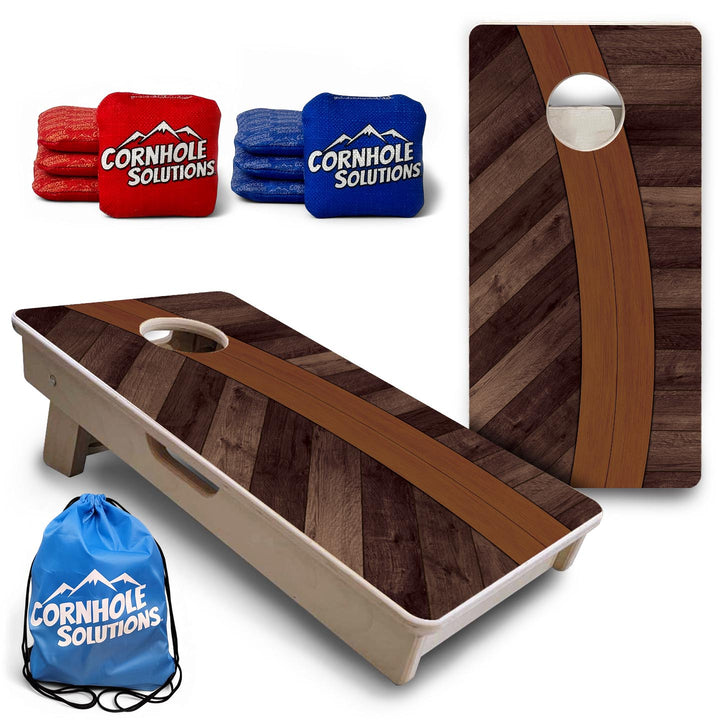 Curved Herringbone - Mini or Vacation Size Cornhole Boards
