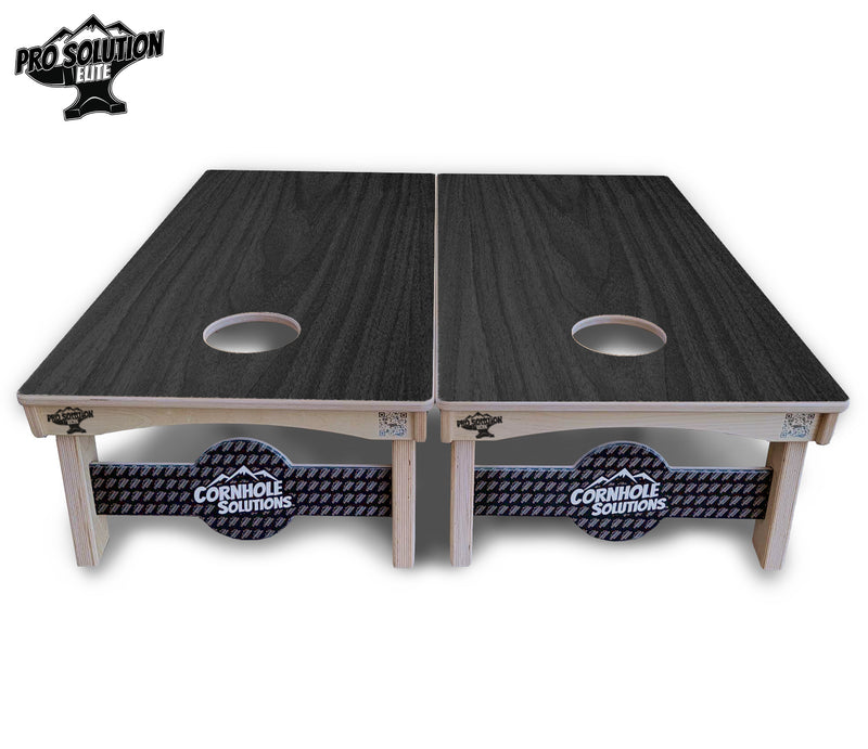 Pro Solution Elite - Dark Grey Wood - Professional Tournament Cornhole Boards 3/4" Baltic Birch - Zero Bounce Zero Movement Vertical Interlocking Braces for Extra Weight & Stability +Double Thick Legs +Airmail Blocker