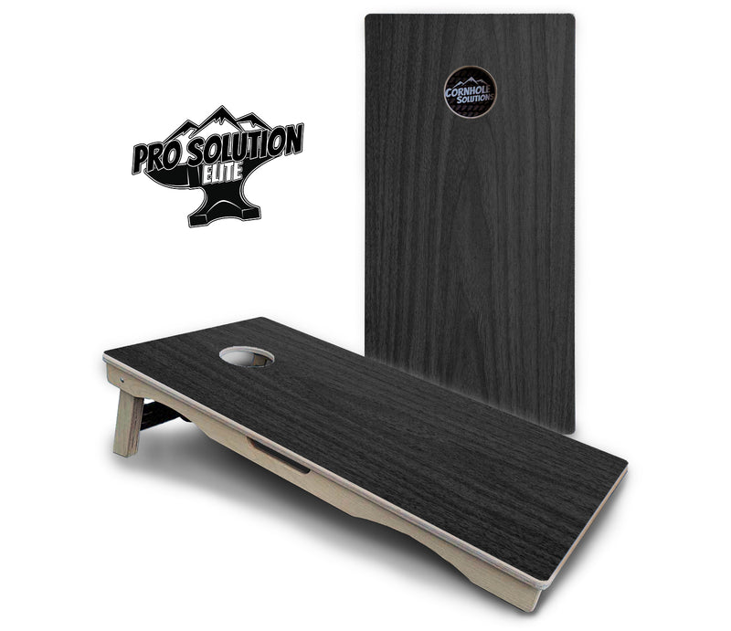 Pro Solution Elite - Dark Grey Wood - Professional Tournament Cornhole Boards 3/4" Baltic Birch - Zero Bounce Zero Movement Vertical Interlocking Braces for Extra Weight & Stability +Double Thick Legs +Airmail Blocker