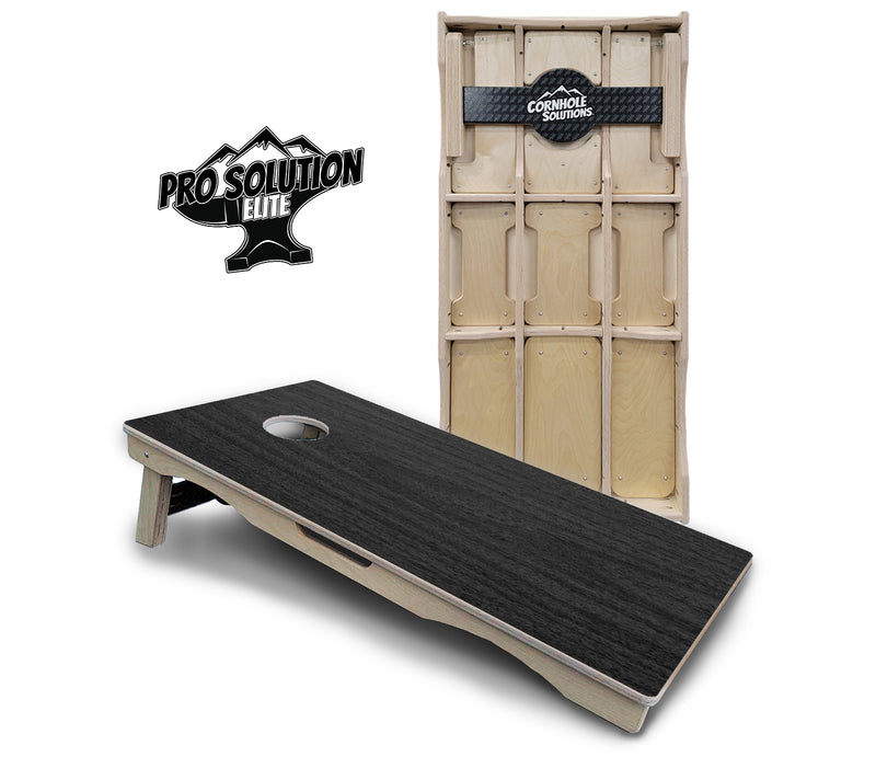 Pro Solution Elite - Dark Grey Wood - Professional Tournament Cornhole Boards 3/4" Baltic Birch - Zero Bounce Zero Movement Vertical Interlocking Braces for Extra Weight & Stability +Double Thick Legs +Airmail Blocker