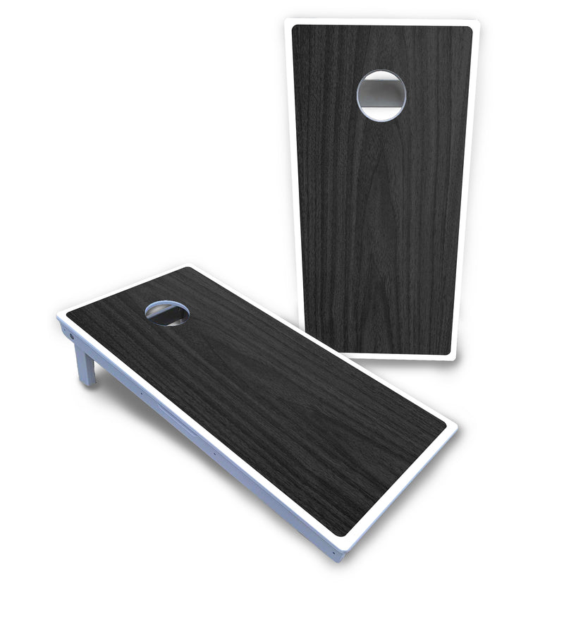 Waterproof - Dark Grey Wood - All Weather Boards "Outdoor Solution" 18mm(3/4")Direct UV Printed - Regulation 2' by 4' Cornhole Boards (Set of 2 Boards) Double Thick Legs, with Leg Brace & Dual Support Braces!