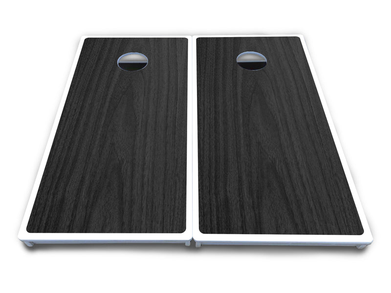 Waterproof - Dark Grey Wood - All Weather Boards "Outdoor Solution" 18mm(3/4")Direct UV Printed - Regulation 2' by 4' Cornhole Boards (Set of 2 Boards) Double Thick Legs, with Leg Brace & Dual Support Braces!