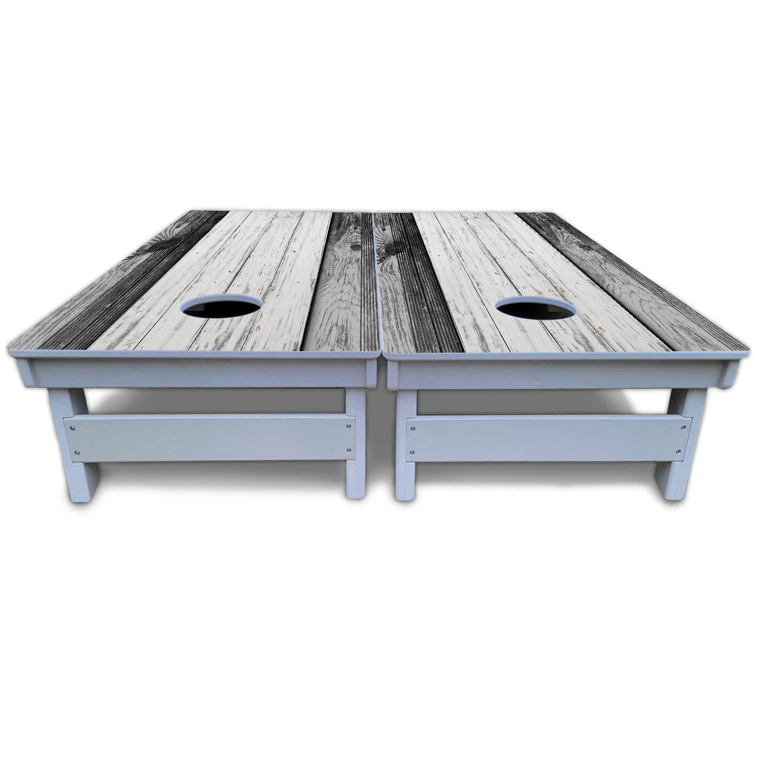 Grey Two Tone Slats Cornhole Boards - All Weather Series
