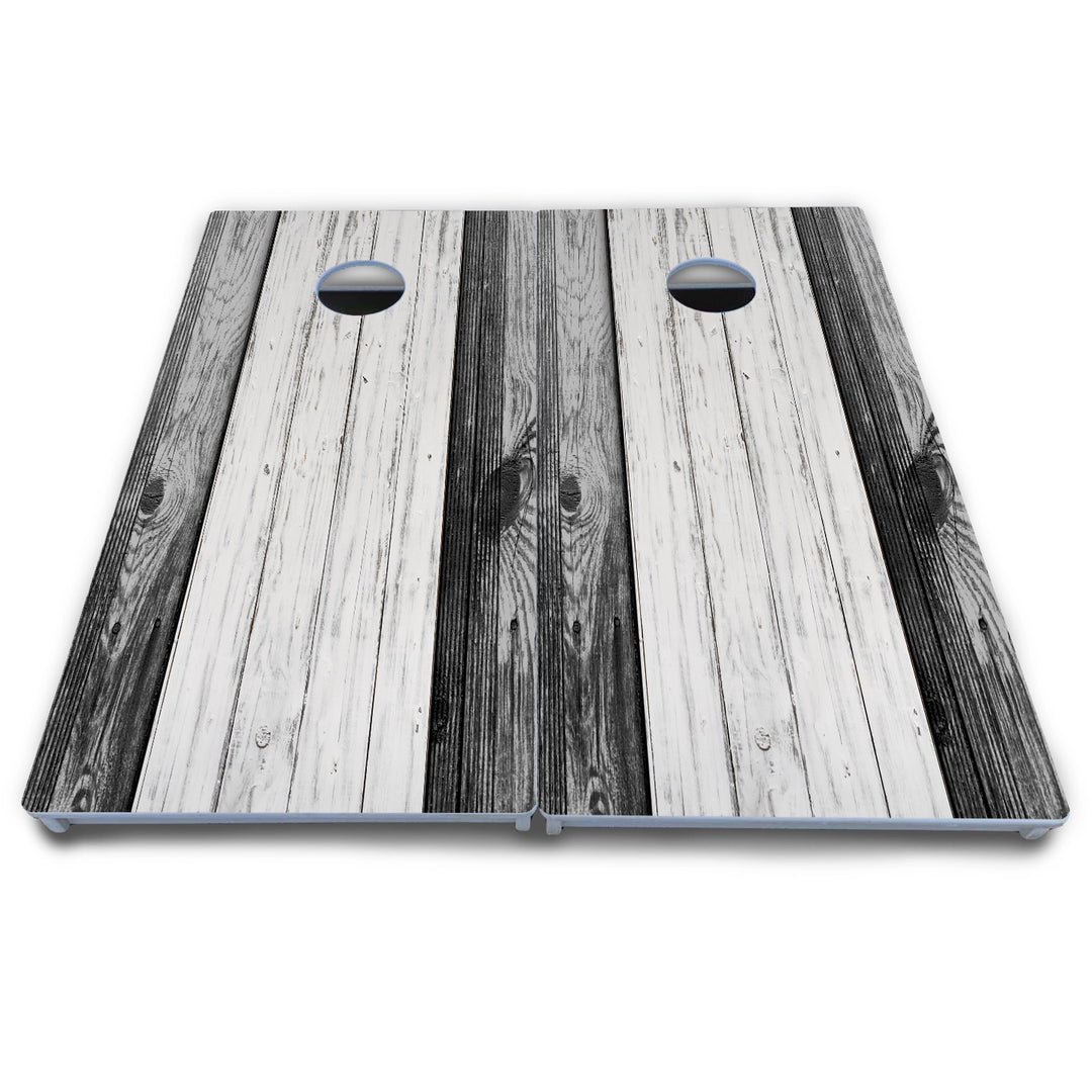 Grey Two Tone Slats Cornhole Boards - All Weather Series