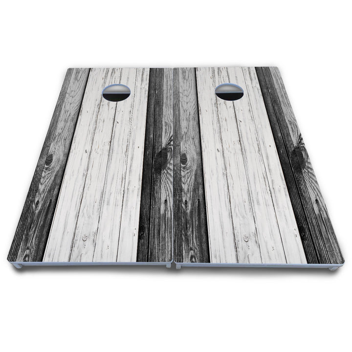 Grey Two Tone Slats Cornhole Boards - All Weather Series