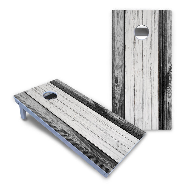 Grey Two Tone Slats Cornhole Boards - All Weather Series