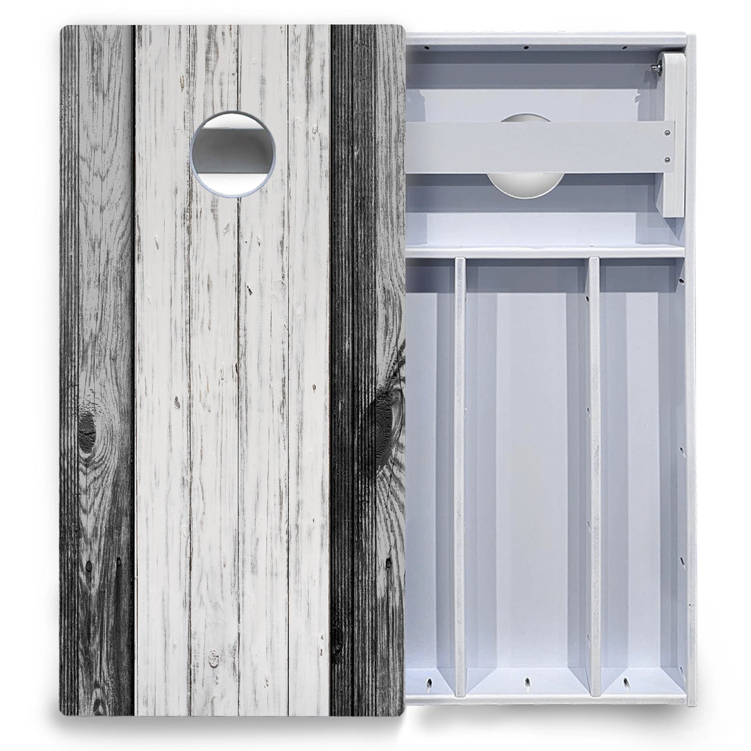 Grey Two Tone Slats Cornhole Boards - All Weather Series