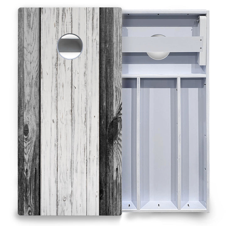 Grey Two Tone Slats Cornhole Boards - All Weather Series
