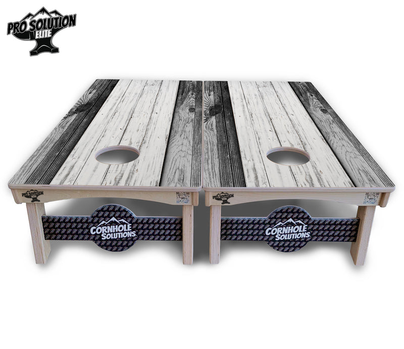 Pro Solution Elite - Grey Two Tone Slats - Professional Tournament Cornhole Boards 3/4" Baltic Birch - Zero Bounce Zero Movement Vertical Interlocking Braces for Extra Weight & Stability +Double Thick Legs +Airmail Blocker