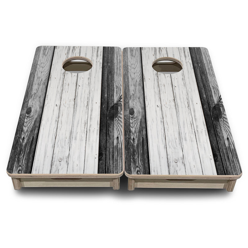 Mini Cornhole 12"x24" Boards - 4" holes - Grey Two Tone Slats - 3/4″ Baltic Birch