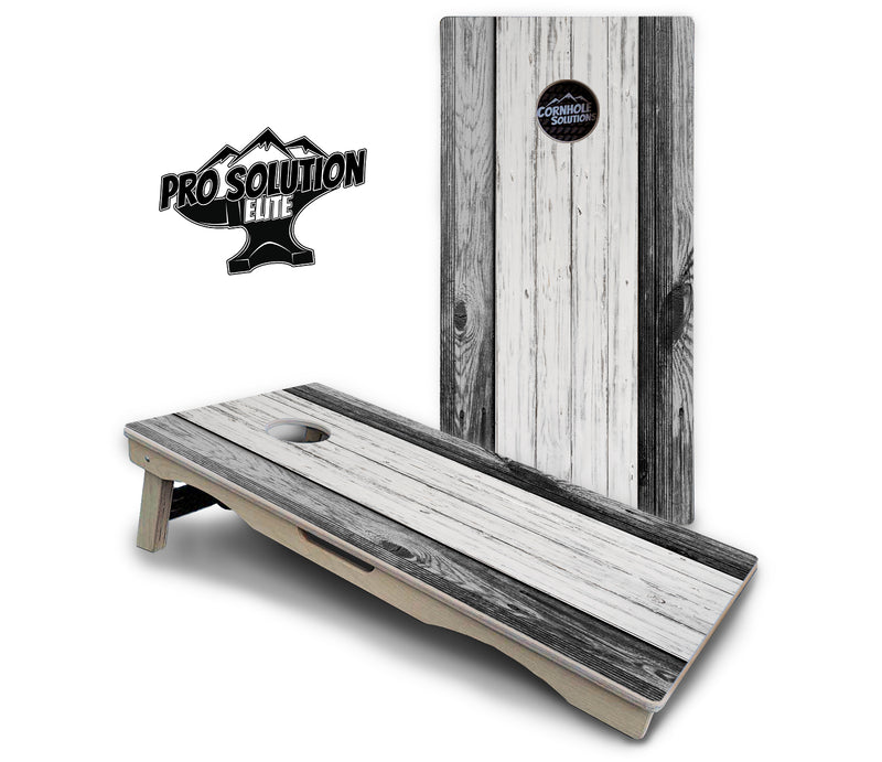 Pro Solution Elite - Grey Two Tone Slats - Professional Tournament Cornhole Boards 3/4" Baltic Birch - Zero Bounce Zero Movement Vertical Interlocking Braces for Extra Weight & Stability +Double Thick Legs +Airmail Blocker