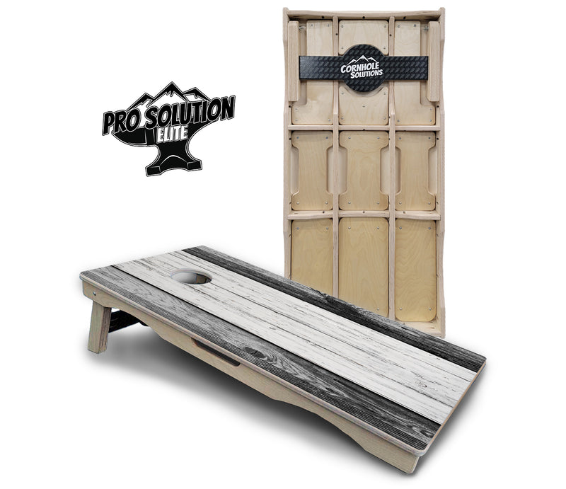 Pro Solution Elite - Grey Two Tone Slats - Professional Tournament Cornhole Boards 3/4" Baltic Birch - Zero Bounce Zero Movement Vertical Interlocking Braces for Extra Weight & Stability +Double Thick Legs +Airmail Blocker