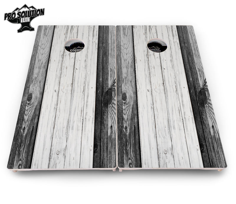 Pro Solution Elite - Grey Two Tone Slats - Professional Tournament Cornhole Boards 3/4" Baltic Birch - Zero Bounce Zero Movement Vertical Interlocking Braces for Extra Weight & Stability +Double Thick Legs +Airmail Blocker