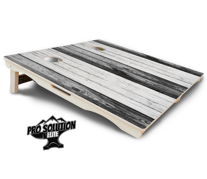 Pro Solution Elite - Grey Two Tone Slats - Professional Tournament Cornhole Boards 3/4" Baltic Birch - Zero Bounce Zero Movement Vertical Interlocking Braces for Extra Weight & Stability +Double Thick Legs +Airmail Blocker