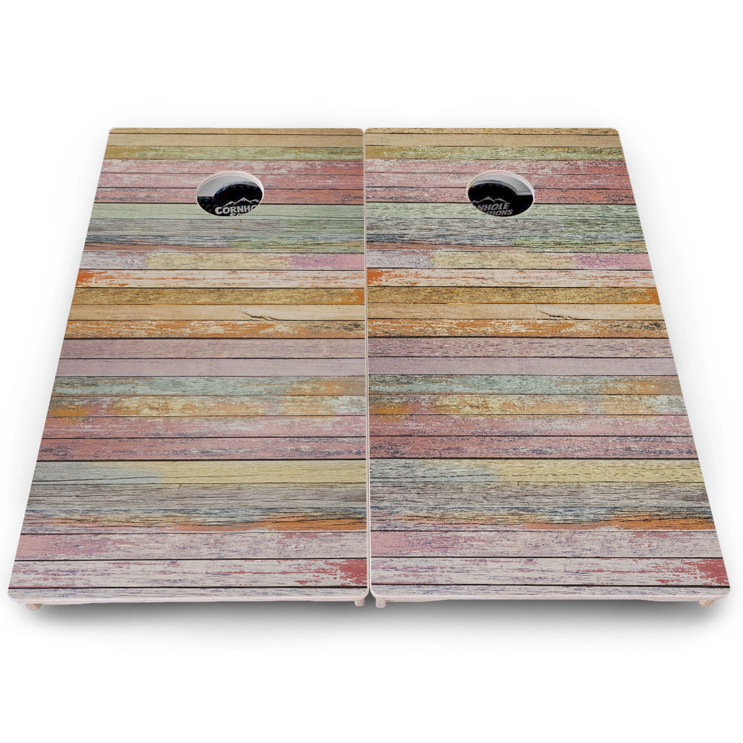 Rustic Mixed Woodgrain Cornhole Boards – Pro Lite or Pro Elite