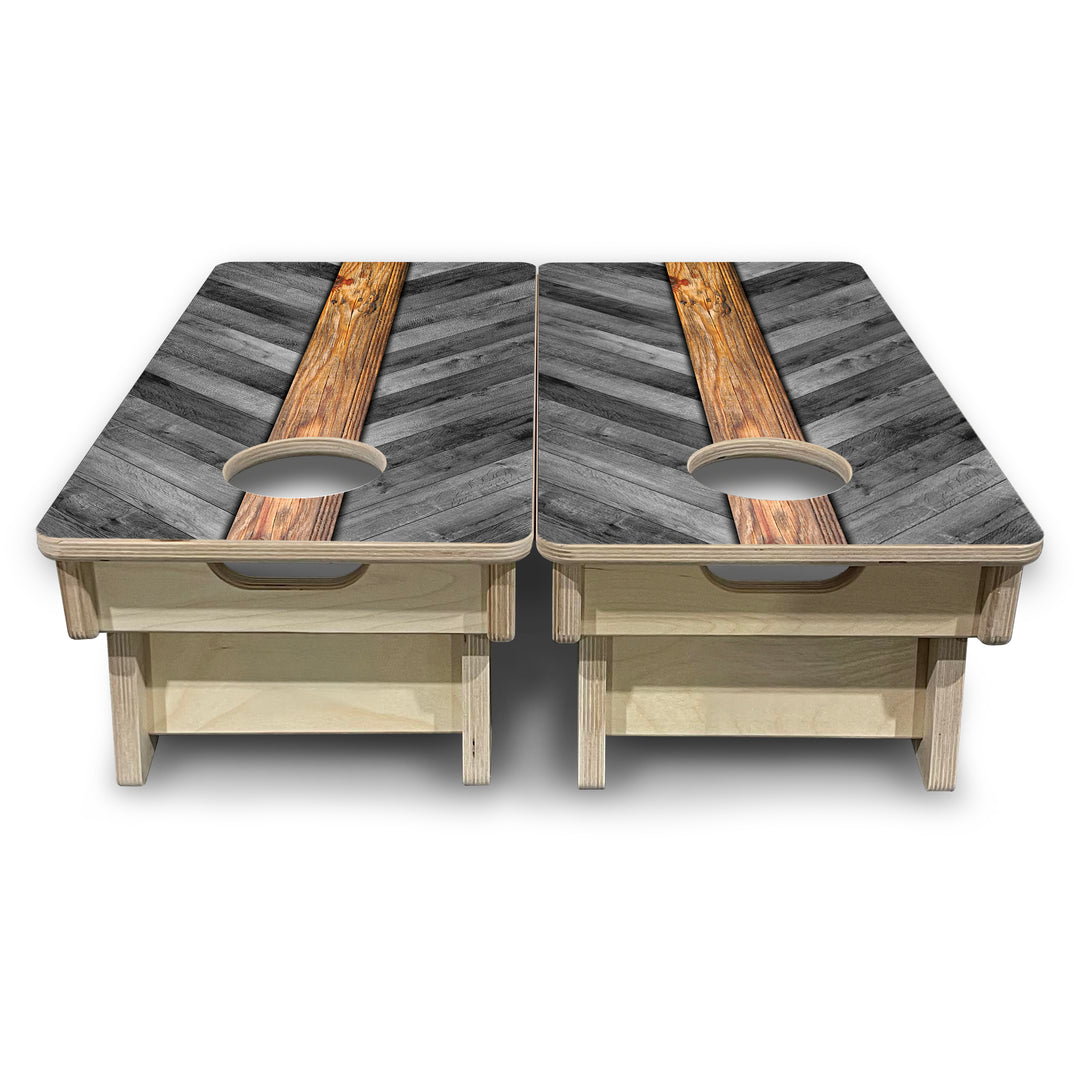 Mini Cornhole Boards - Grey Herringbone