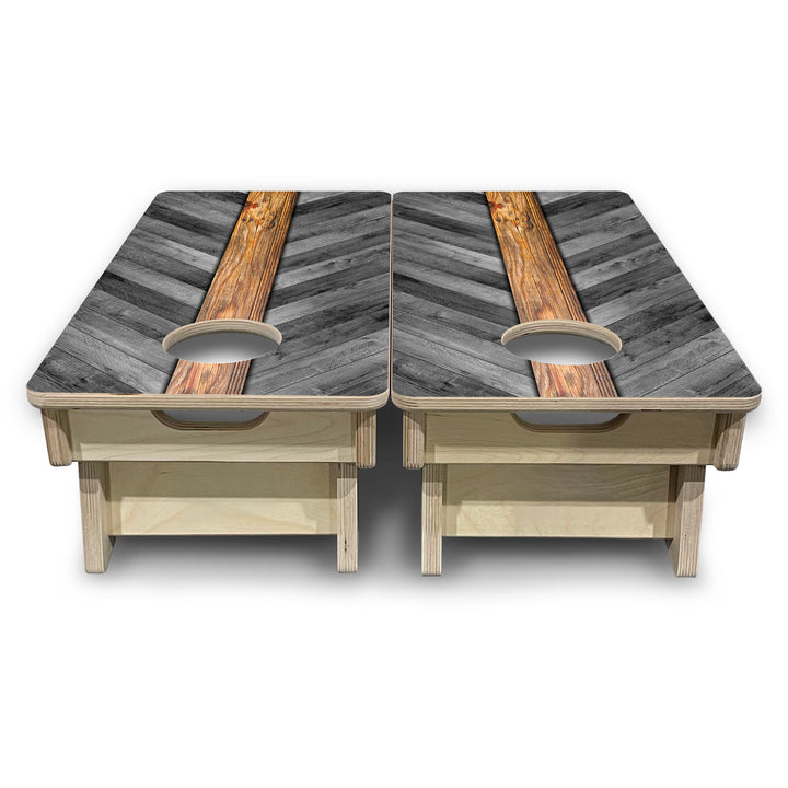 Mini Cornhole Boards - Grey Herringbone