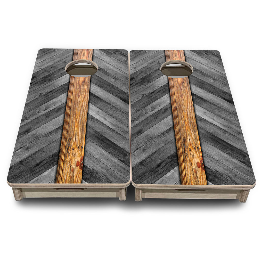 Mini Cornhole Boards - Grey Herringbone