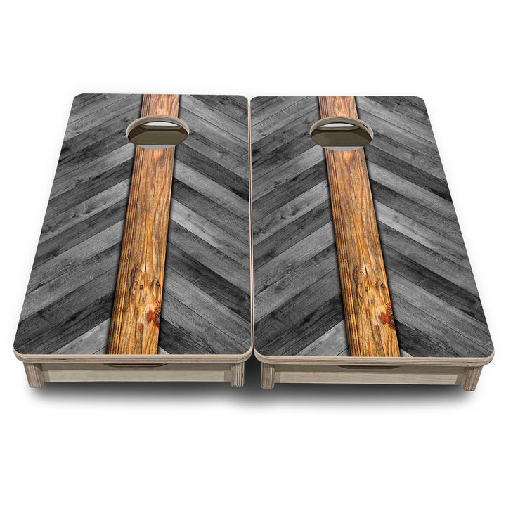 Mini Cornhole Boards - Grey Herringbone