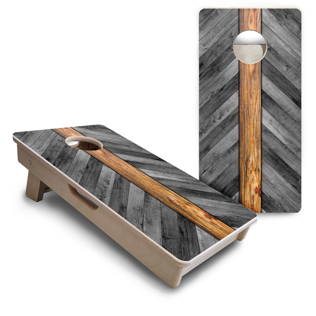 Mini Cornhole Boards - Grey Herringbone