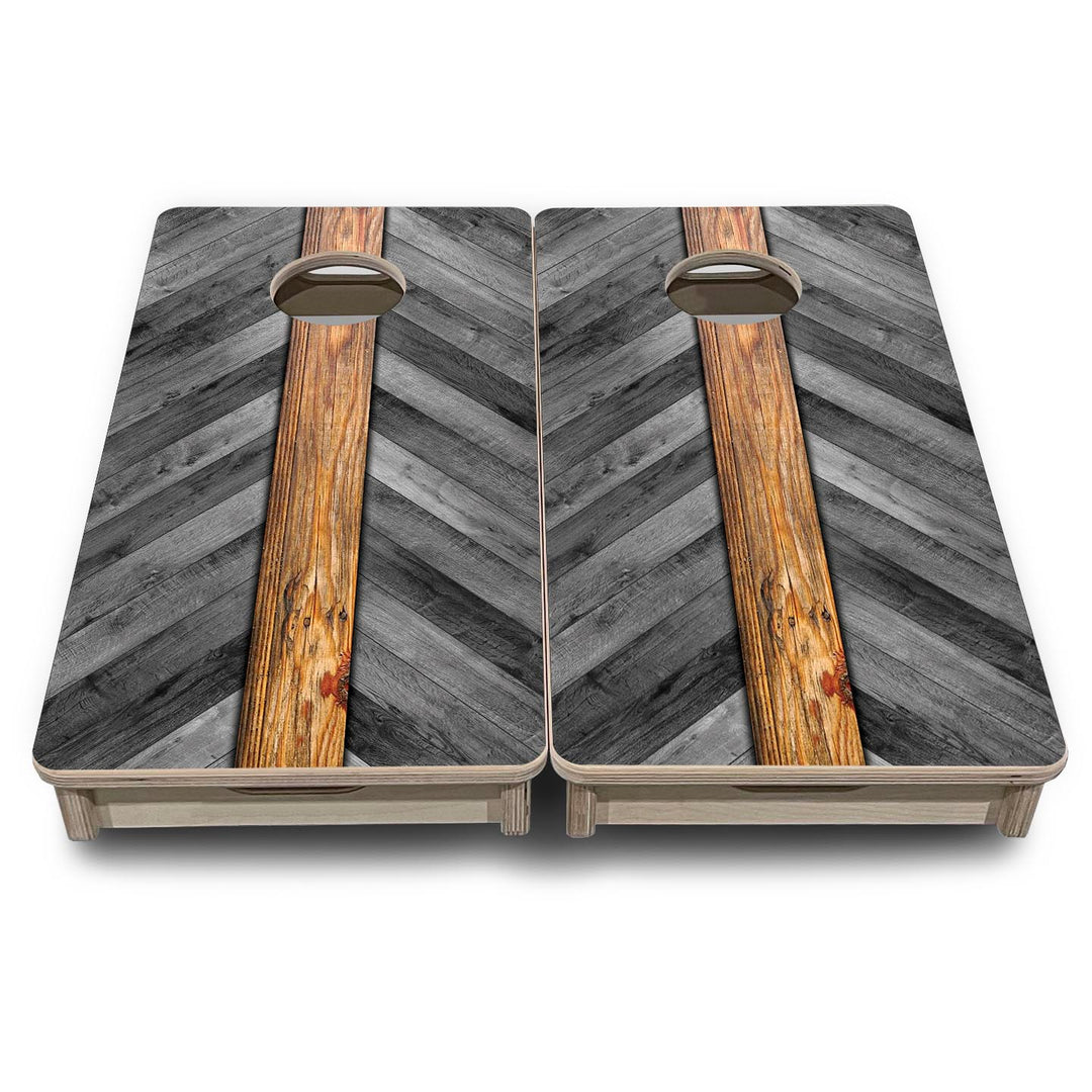 Grey Herringbone - Mini or Vacation Size Cornhole Boards