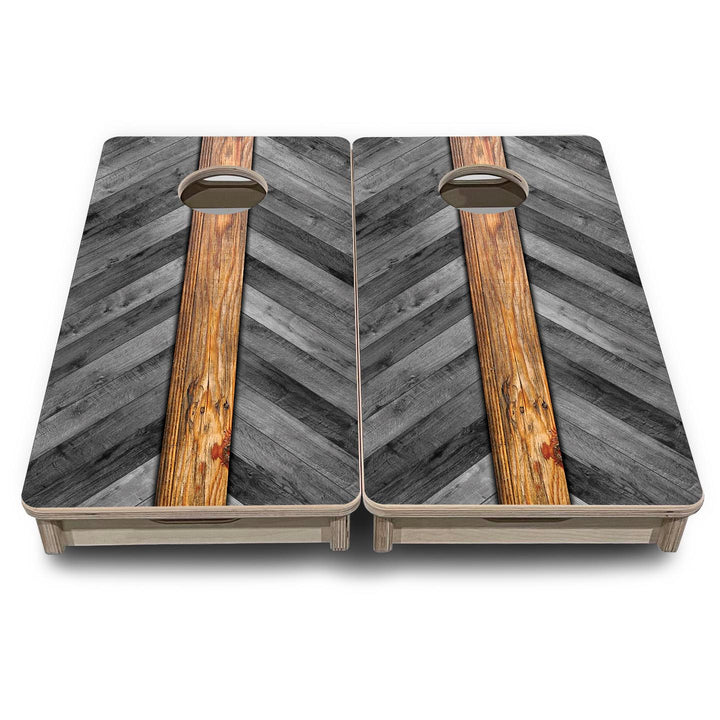 Grey Herringbone - Mini or Vacation Size Cornhole Boards