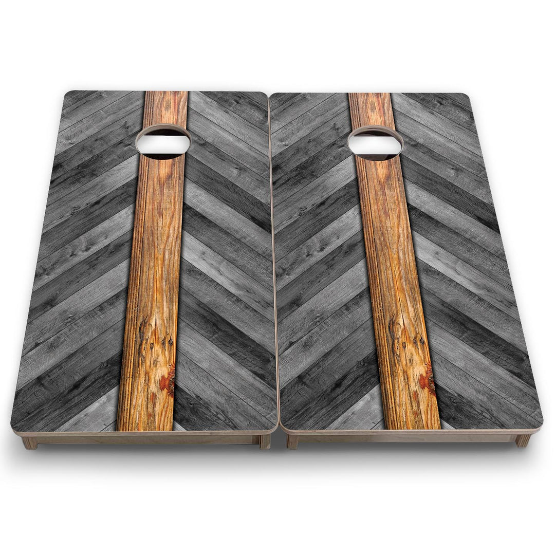 Grey Herringbone - Mini or Vacation Size Cornhole Boards
