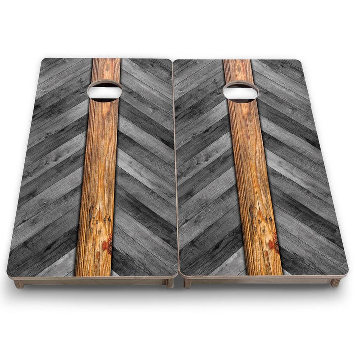 Grey Herringbone - Mini or Vacation Size Cornhole Boards